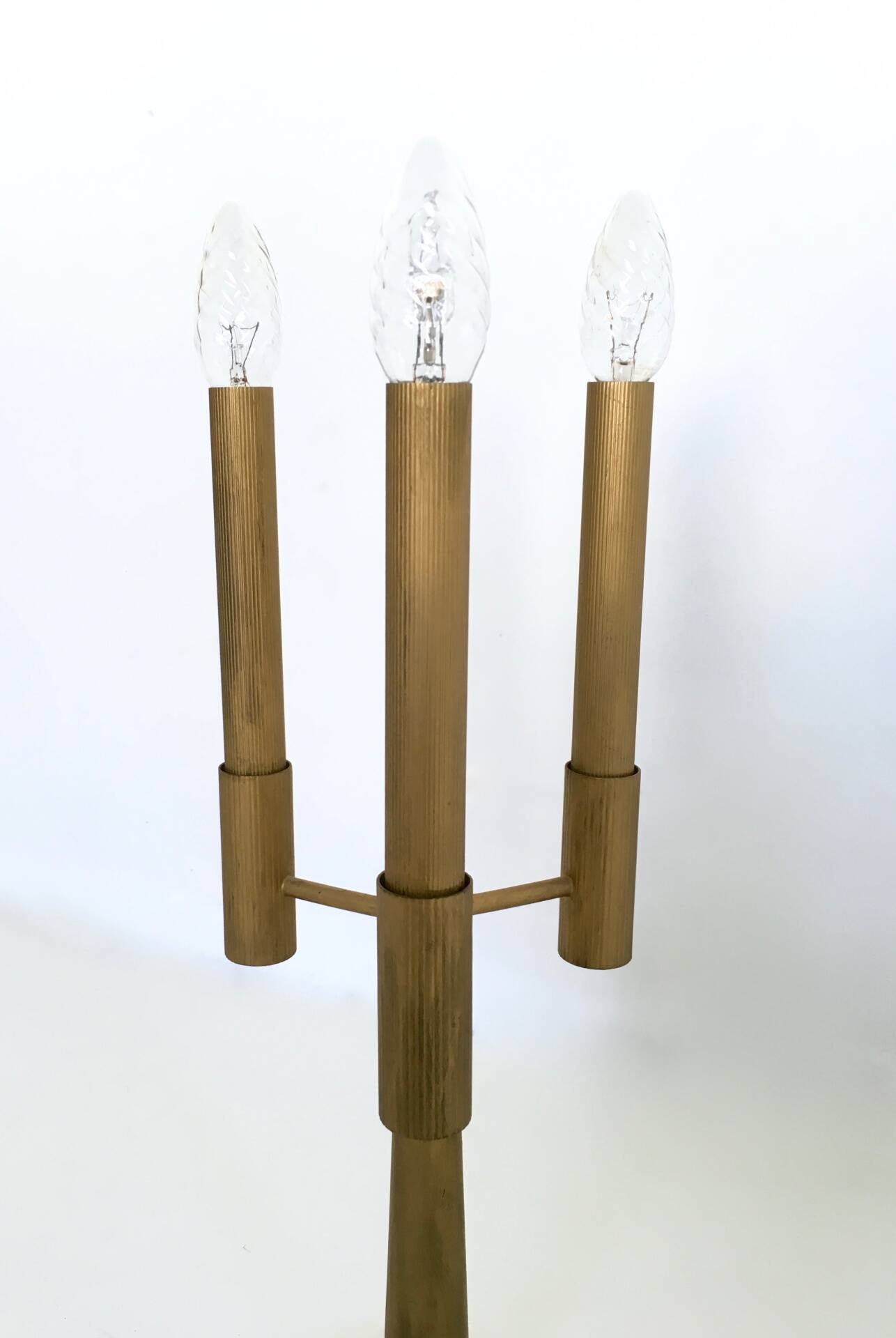 Vintage Three-Arm Brass Table Lamp with a Candelabra Design, Italy