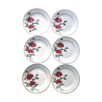 Lot de 6 assiettes plates "Luxeuil" Hbcm