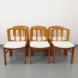 Set of 6 vintage chairs in elm wood and bouclé fabric from the 70s