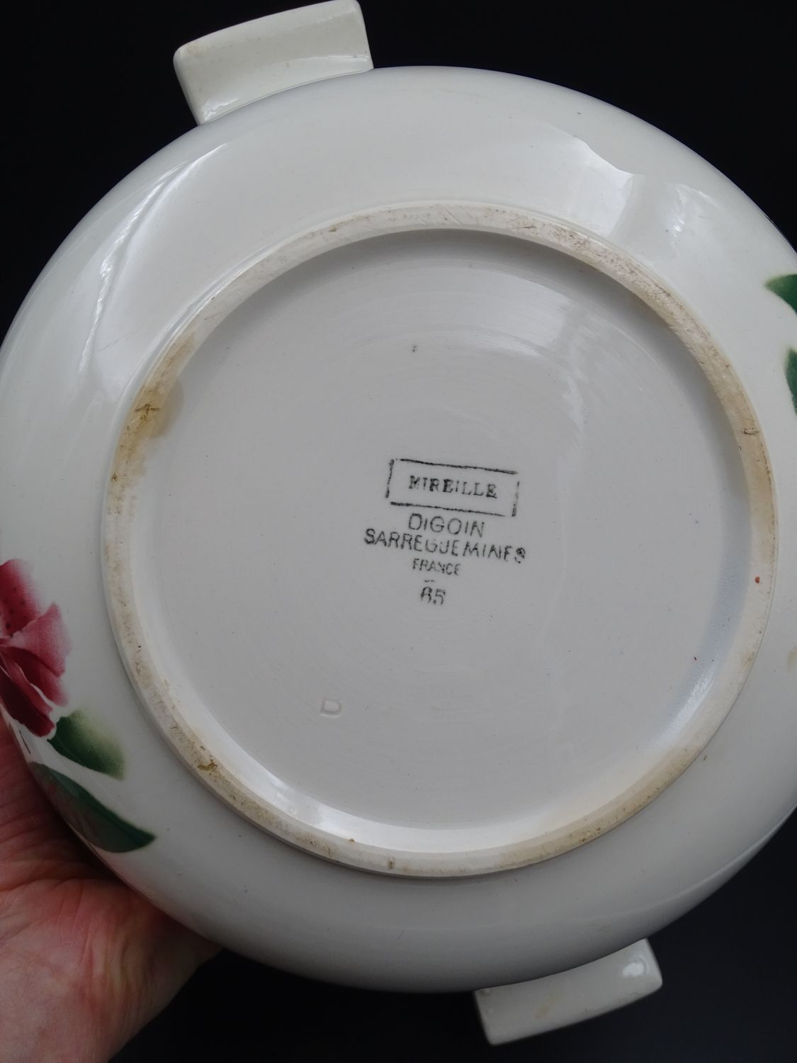 Digoin's soup maker - Mireille model - Rose decoration and green liseret - circa 1940