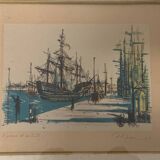 Jean Carzou (1907-2000), view of a port - litho artist's proof signed 1954