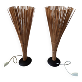 Pair of rattan lamps.