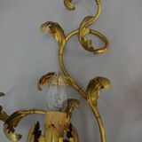 Ensemble de deux appliques murales dorées, Italie, 1960