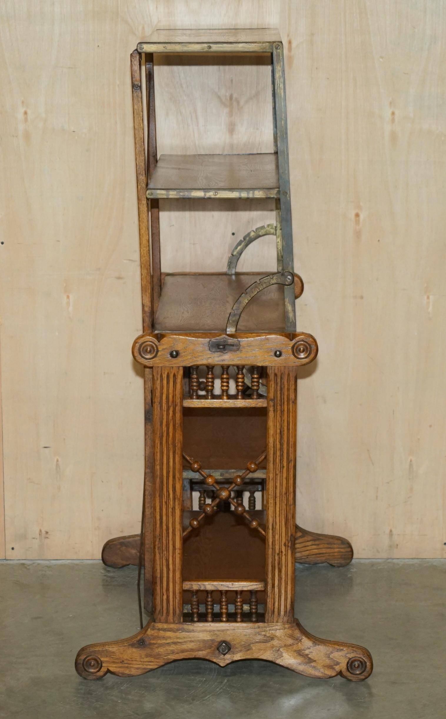 Transformable library table by Boeckh Brothers, circa 1910, restored.