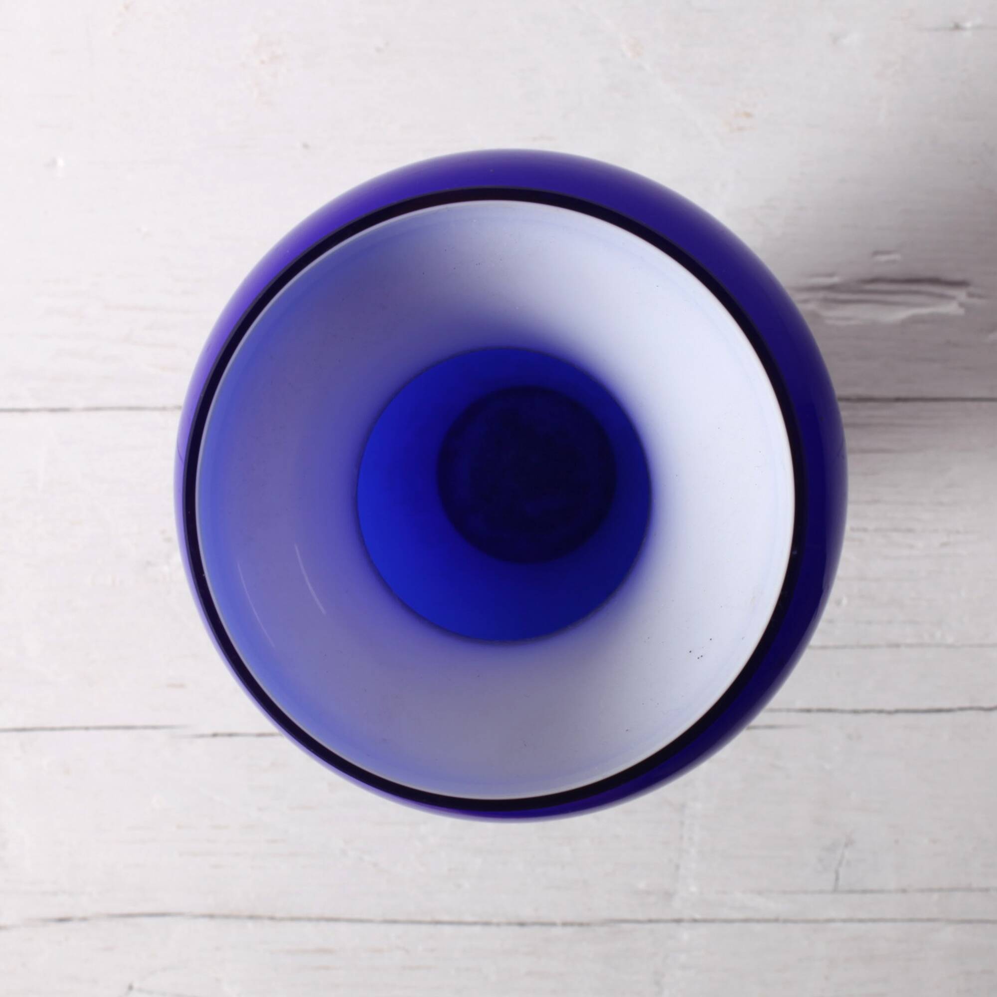 Mid-century Rare Blue and White Vintage Murano Glass Vase / Italy / 1970s