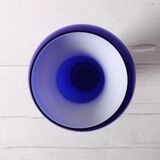 Mid-century Rare Blue and White Vintage Murano Glass Vase / Italy / 1970s