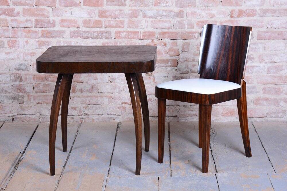 Art Deco Spider Table in Oak by J. Halabala for Up Závody, 1940s