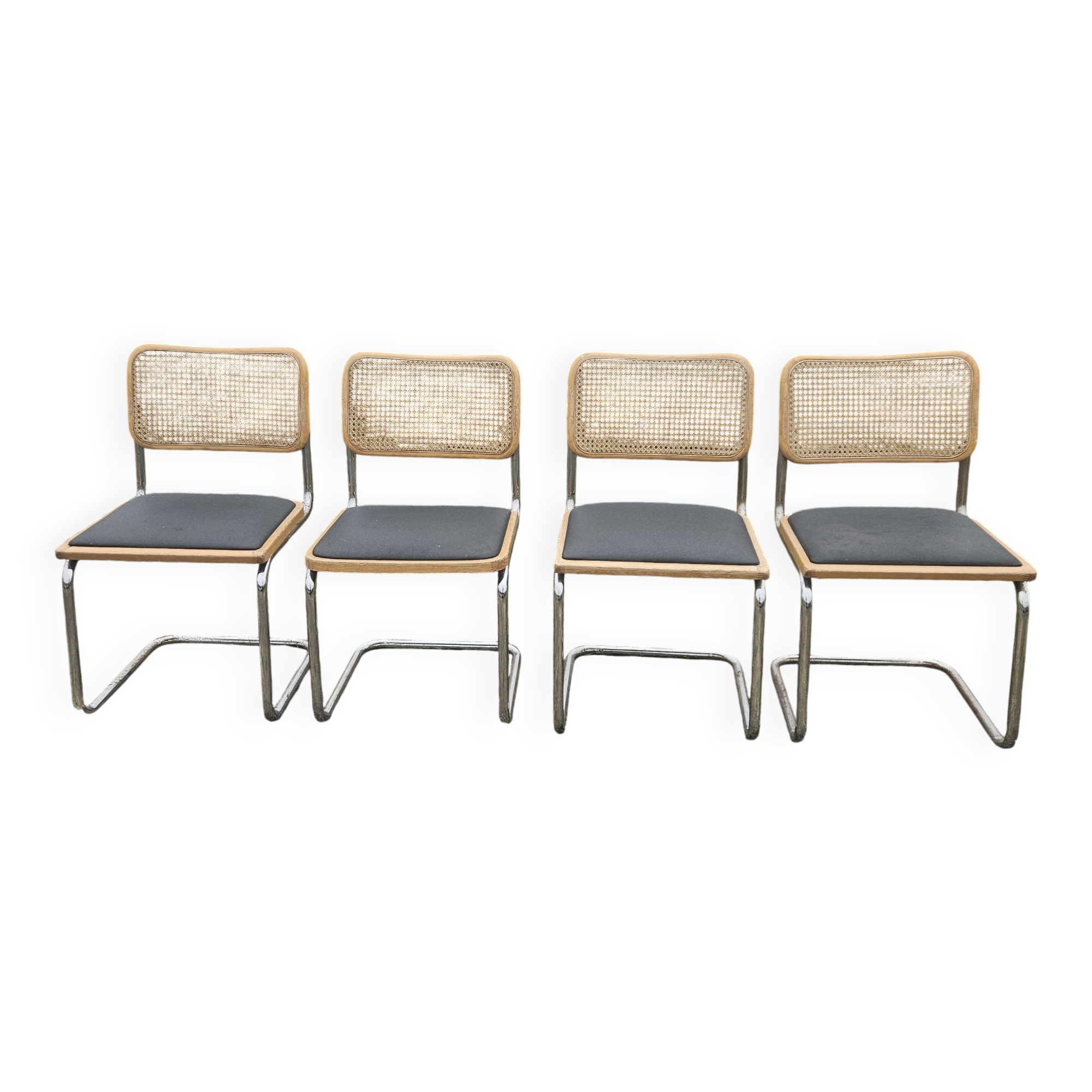 4 vintage Italian Cesca B32 chairs by Marcel Breuer, 70s