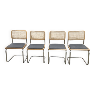 4 vintage Italian Cesca B32 chairs by Marcel Breuer, 70s