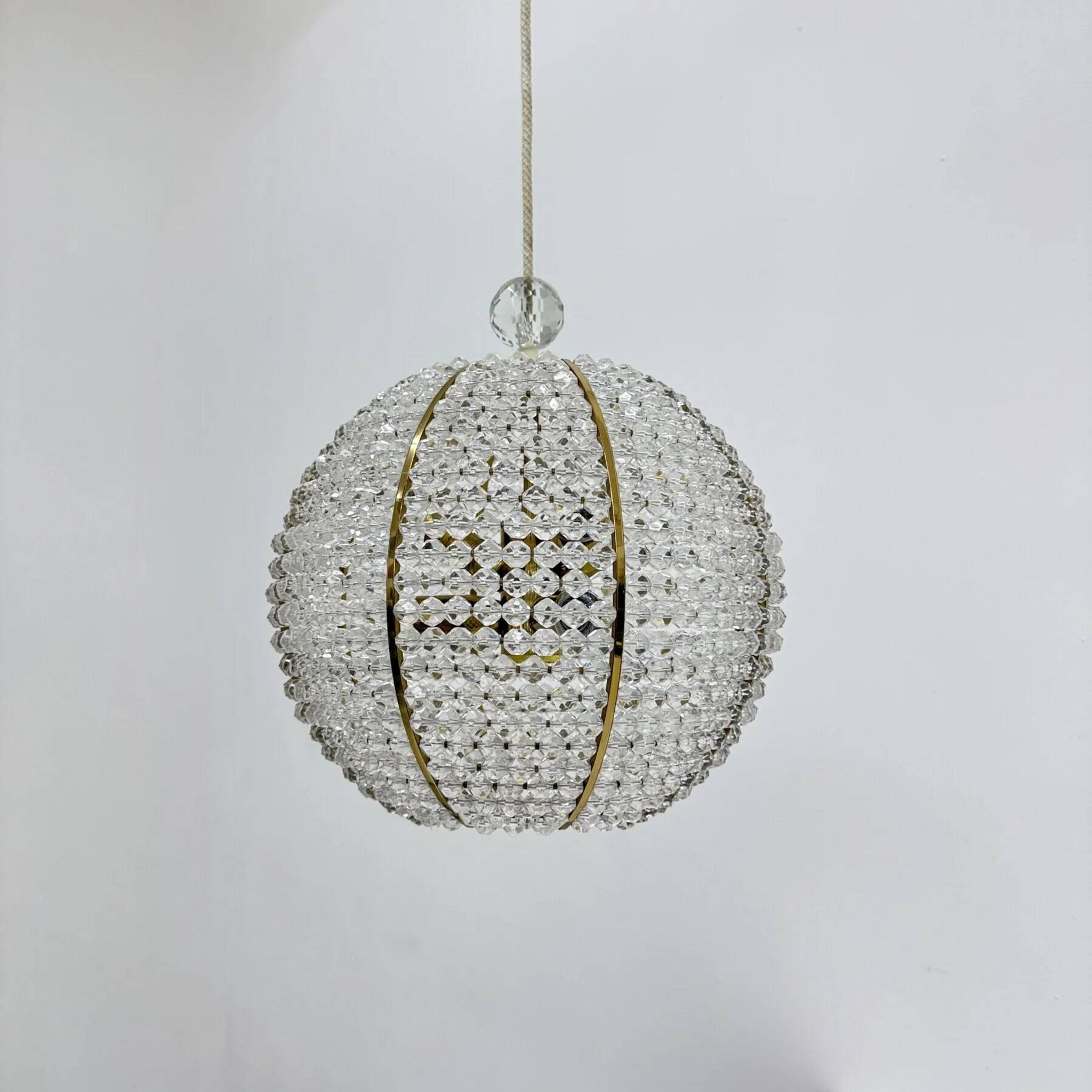 Brass & acrylic ball hanging lamp pendant by Emil Stejnar, 1950s