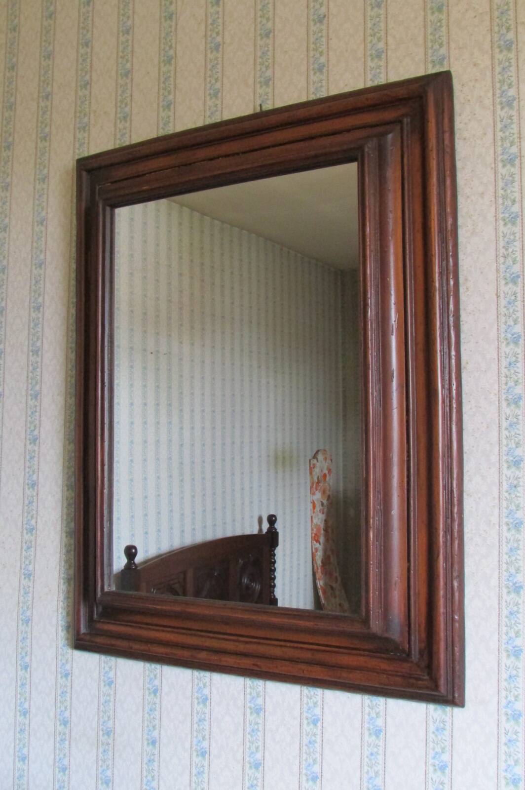 Large mirror in natural stained wood