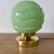 Vintage art deco globe table lamp in mint green Clichy glass