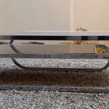 Chrome coffee table with smoked glass from the 70s
