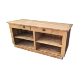 Central island bar counter in pine with two drawers