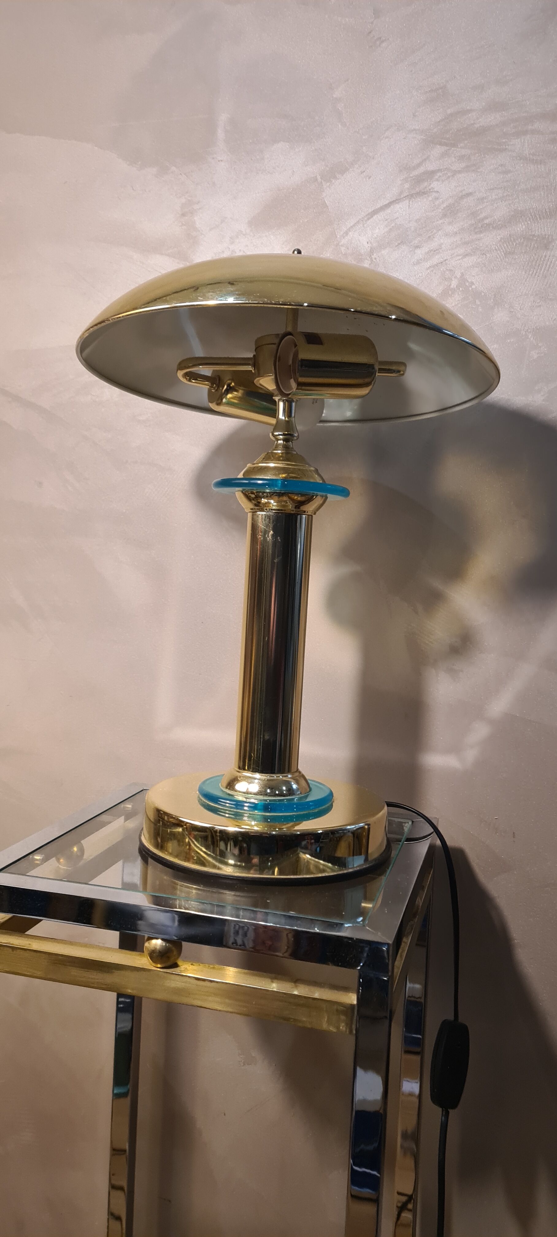 Lampe chrome et or 1980