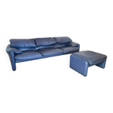 Cassina Maralunga leather sofa design Vico Magistretti