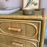 Charming rattan and bamboo chest of drawers.
