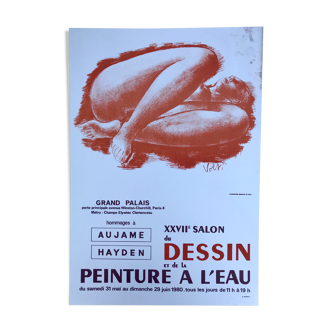 Exhibition poster by Antoniucci VOLTI, Grand Palais, Salon de dessin, 1990