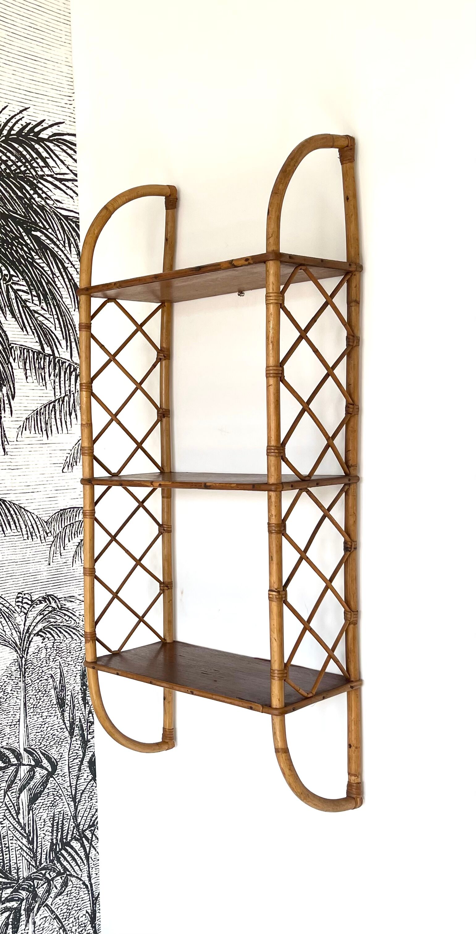 Rattan wall shelf 1960