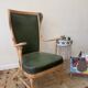 Fauteuil anglais cuir vert bouteille