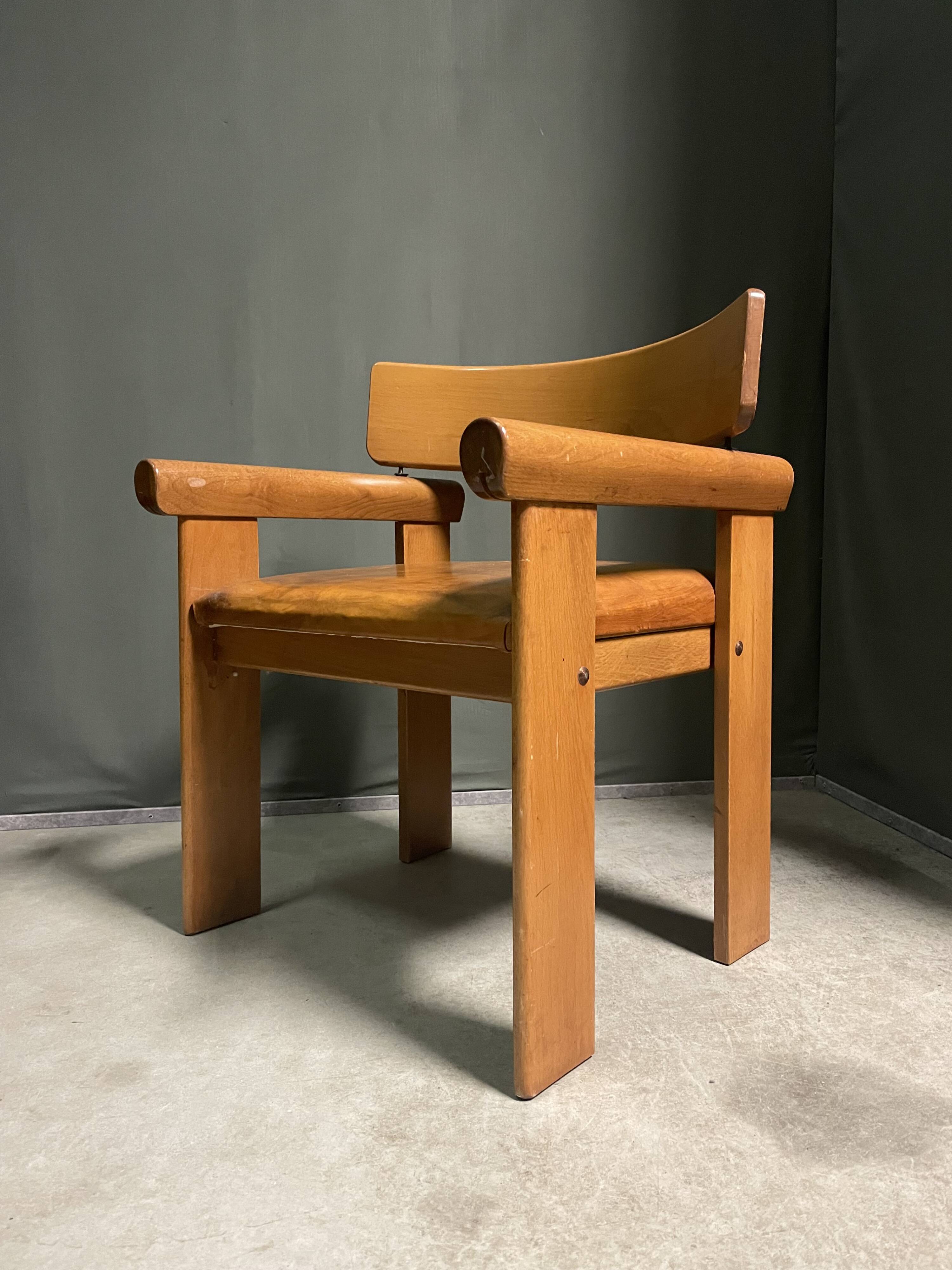 1970's Italian chunky wood armchair