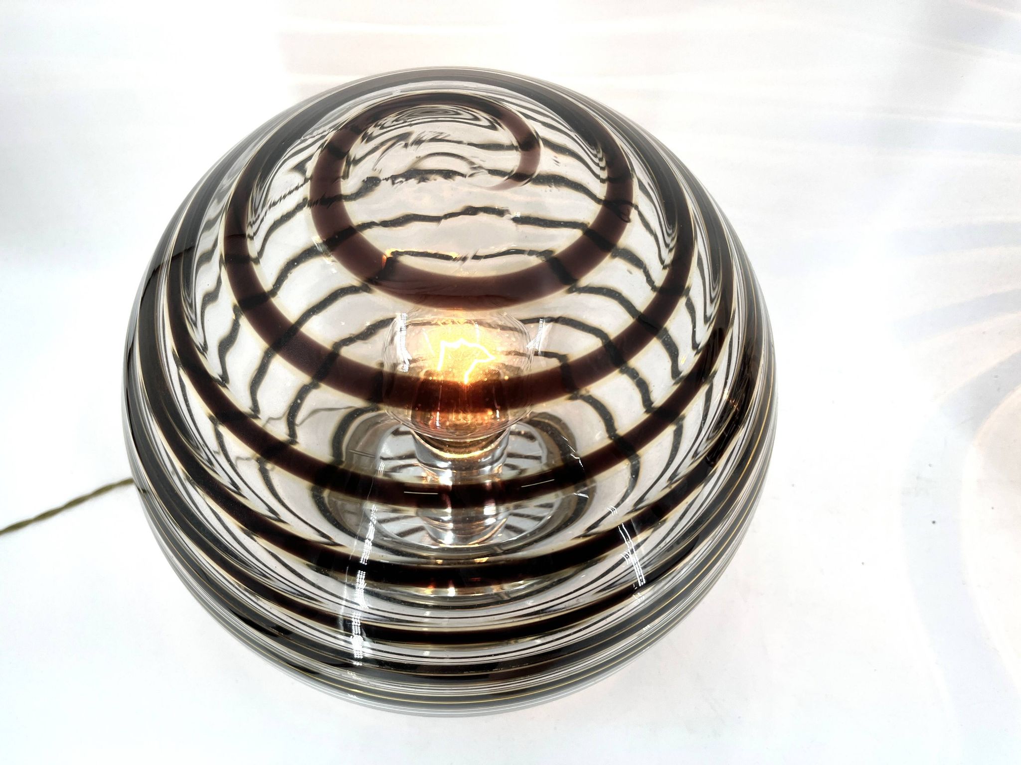 Pair of murano swirl glass table lamps, 1970s