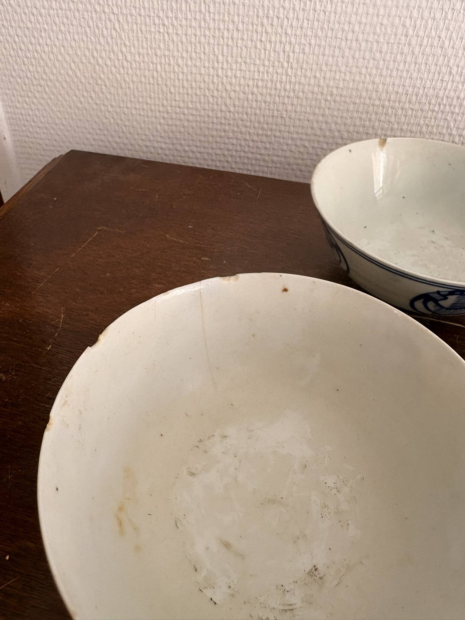 Lot of Blue White Porcelain Rice Tea from China with Cobalt Blue Imperial Dragons