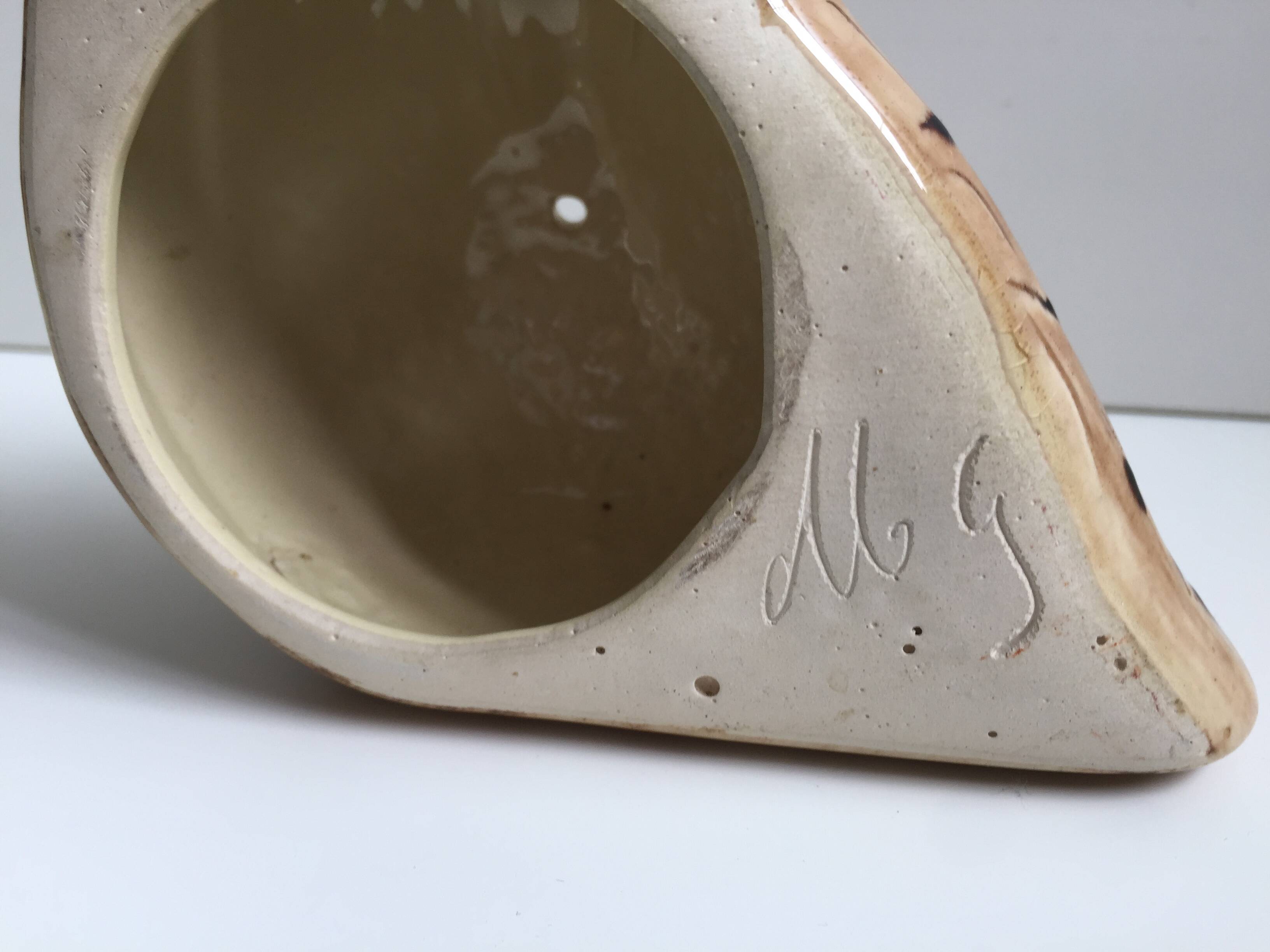 Ceramic Sculpture Figurine Signed MOSSER Gilbert Owl Hulotte Owl