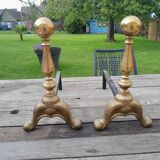 Paire de chenets anciens laiton