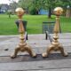 Pair of old brass chenets