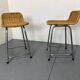 Tabourets Vintage en Acier et Rotin Dirk Van Sliedregt, 1960s, Set de 2