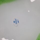 Oval decorative dish in glass paste, prairie green and white, 45 cm