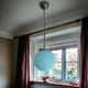 Vintage blue ribbed glass art deco hanging lamp 1950s