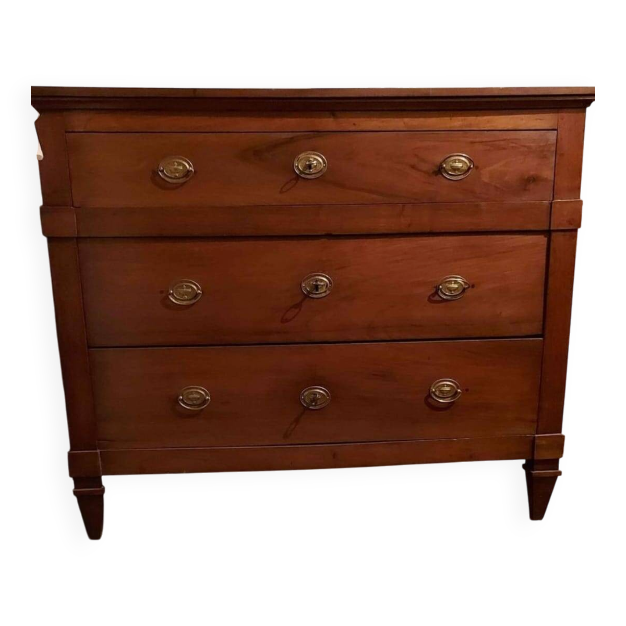 Antique Italian walnut commode, Louis XVI style, late 18th - 19th century.