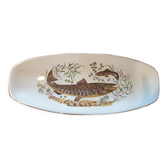 Freshwater fish dish Gien vintage France