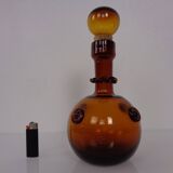 Italian amber glass decanter with stopper, 1960s