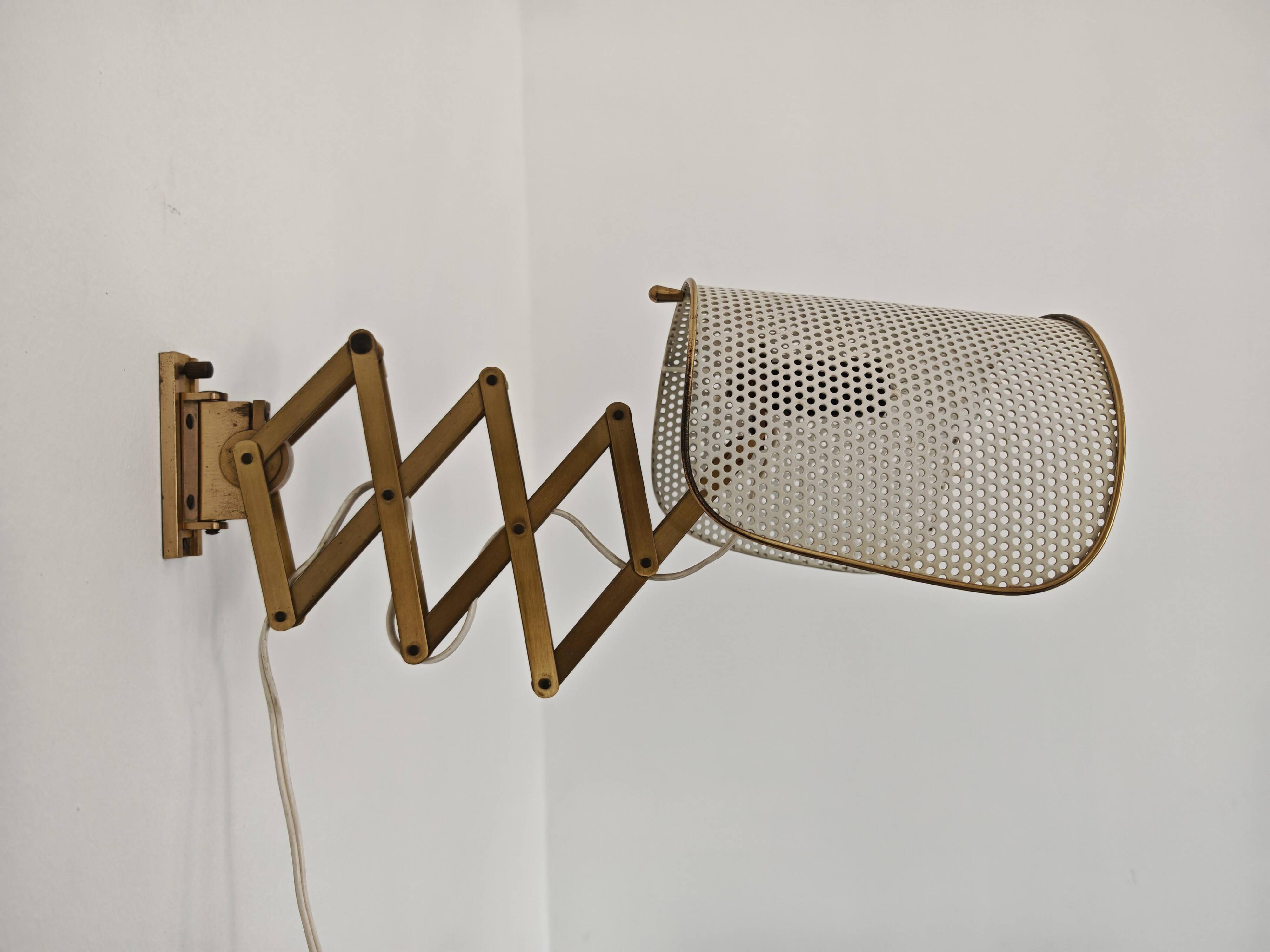 Pair of adjustable scissor wall lamps Mid Century Modern by Alfred Müller for AMBA