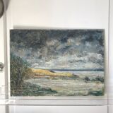 Abstract painting stormy seaside