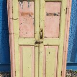 Old polychrome Burmese teak window with interior mirror