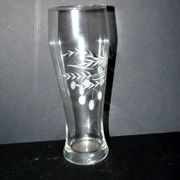 Large vintage beer glass in enamelled glass with hop flowers H22cm