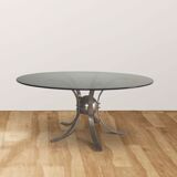 Table basse en chrome et verre fumé, années 1960