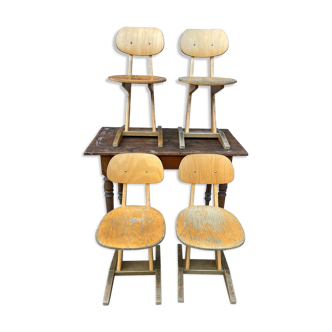 Set de 4 chaises d’école adulte Casala vintage design 1960