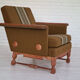 Ensemble de fauteuils bois de chêne laine état d’origine années 1970