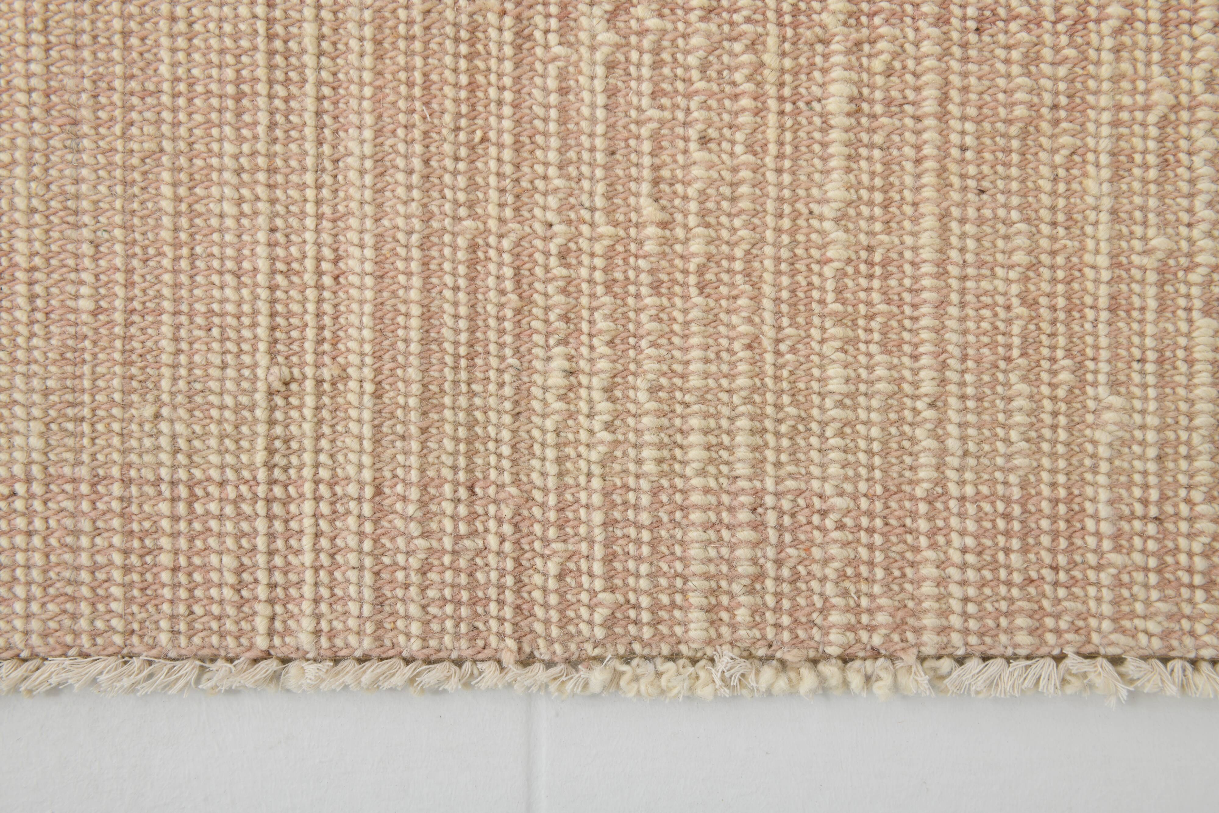 7x10 Light Pink Handmade Wool Jute Kilim Rug, 224x325Cm