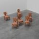 Ensemble de 6 chaises de salle à manger en bambou avec revêtement géométrique par Gasparucci