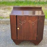 Art Deco bedside table in glossy dark oak