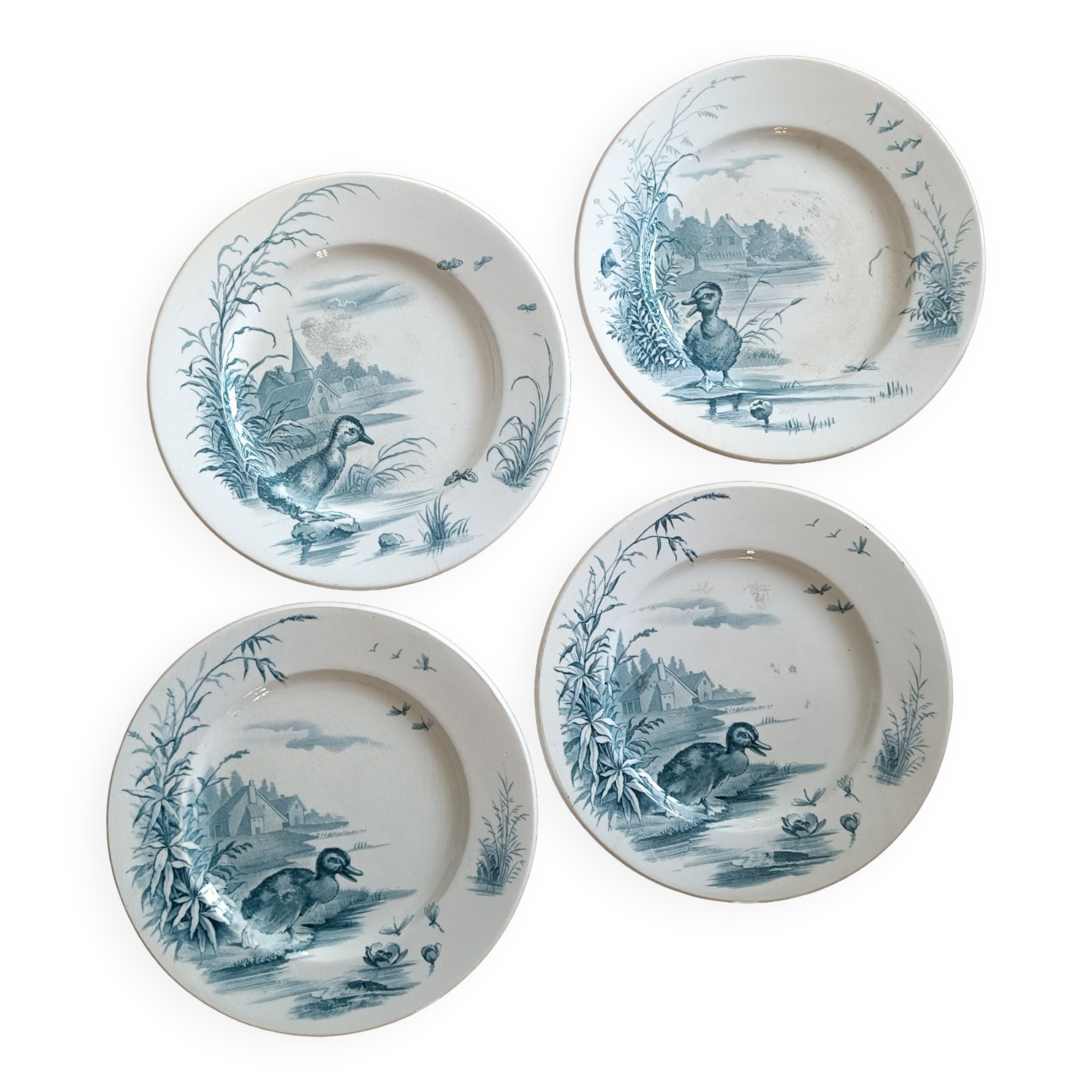 4 plates iron earth Gien model Ducks