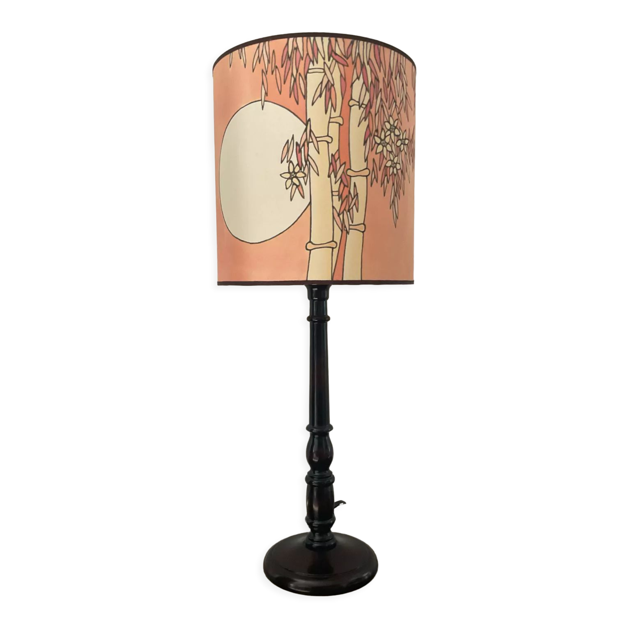Vintage lamp in wood and silk