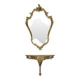 Gilded Rococo Style Mirror With Console Acanthus France