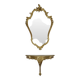 Gilded Rococo Style Mirror With Console Acanthus France